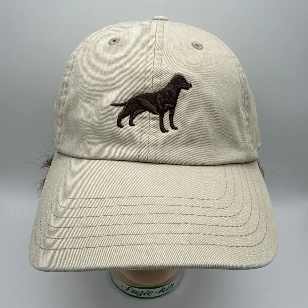 Orvis Baseball Cap Hat Khaki Strap Back Chocolate Labrador Lab Dog Embroidered